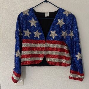 Patriotic Sequin Blazer with Stars and Stripes